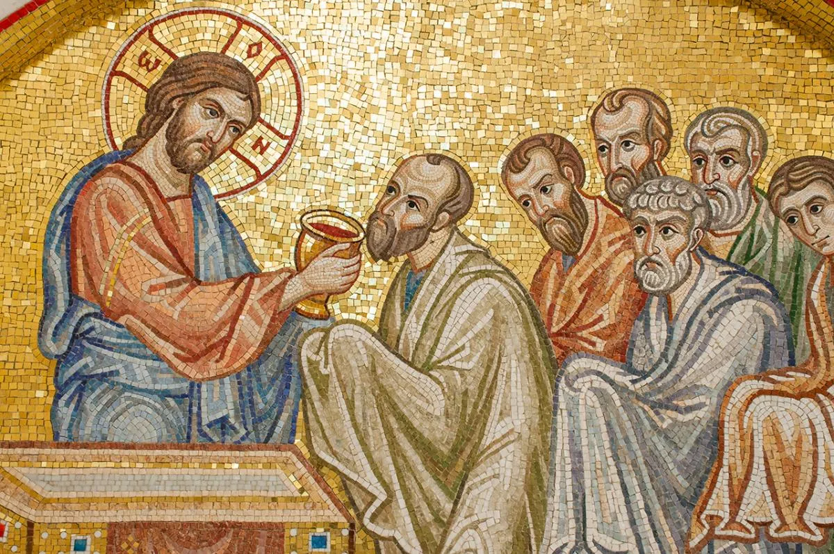 Institution of the Eucharist – Christ offering the chalice to the apostles